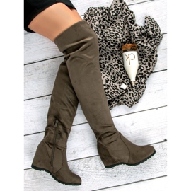 Super Me Bottes compensées hautes vert 5