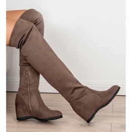 Super Me Bottes hautes compensées brun 5