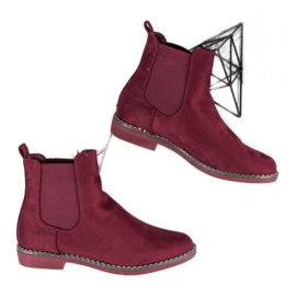 Super Mode Bottines Chelsea en daim bordeaux rouge 9