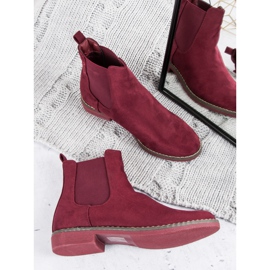 Super Mode Bottines Chelsea en daim bordeaux rouge 8