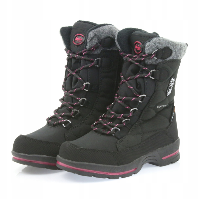 American Club Bottes de neige softshell noires avec membrane américaine SN19/20 rose gris 3
