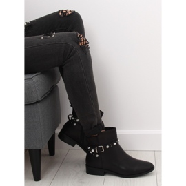 Bottines Chelsea noires à perles 8996 Noir 1