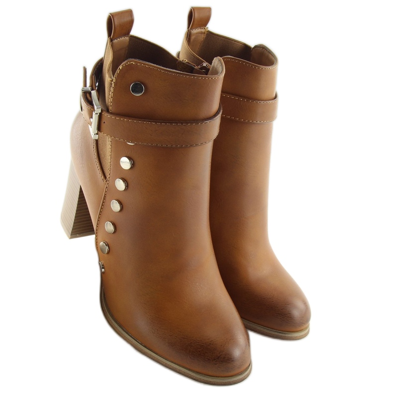 Bottines à talon camel 88073 brun 2