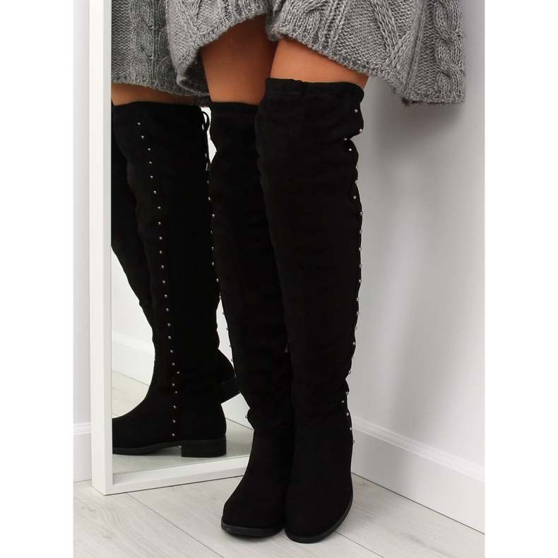 Bottines noires à talons plats 7368 2