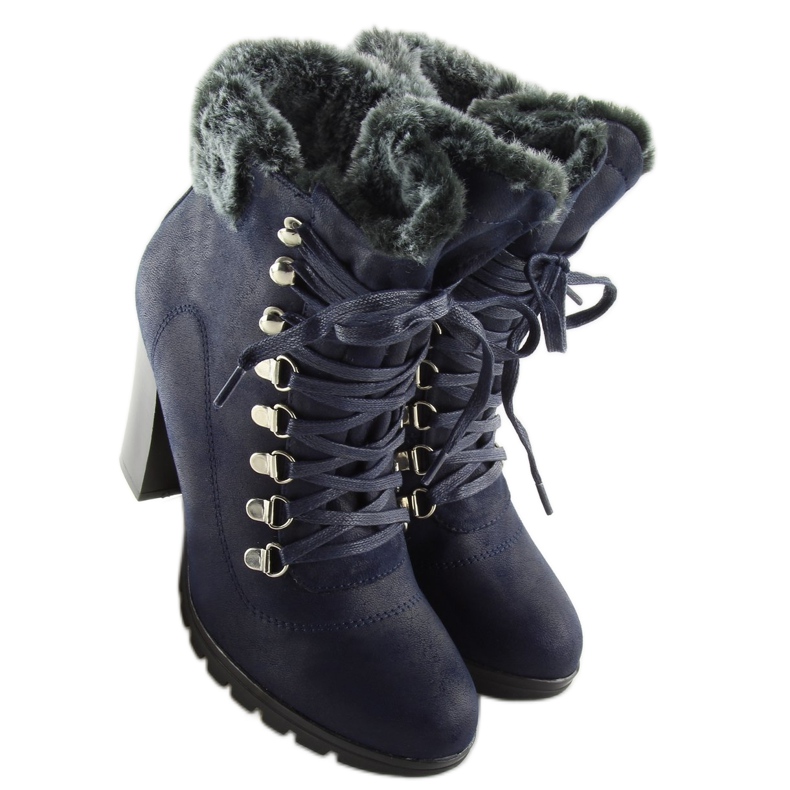 Bottines à talons bleu marine N501 Navy 1