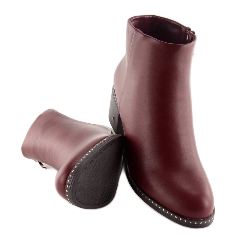 Bottes sur un talon stable bordeaux BH120-KB rouge 2