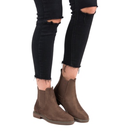 Super Mode Bottines Chelsea en daim kaki 1