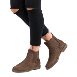 Super Mode Bottines Chelsea en daim kaki 2
