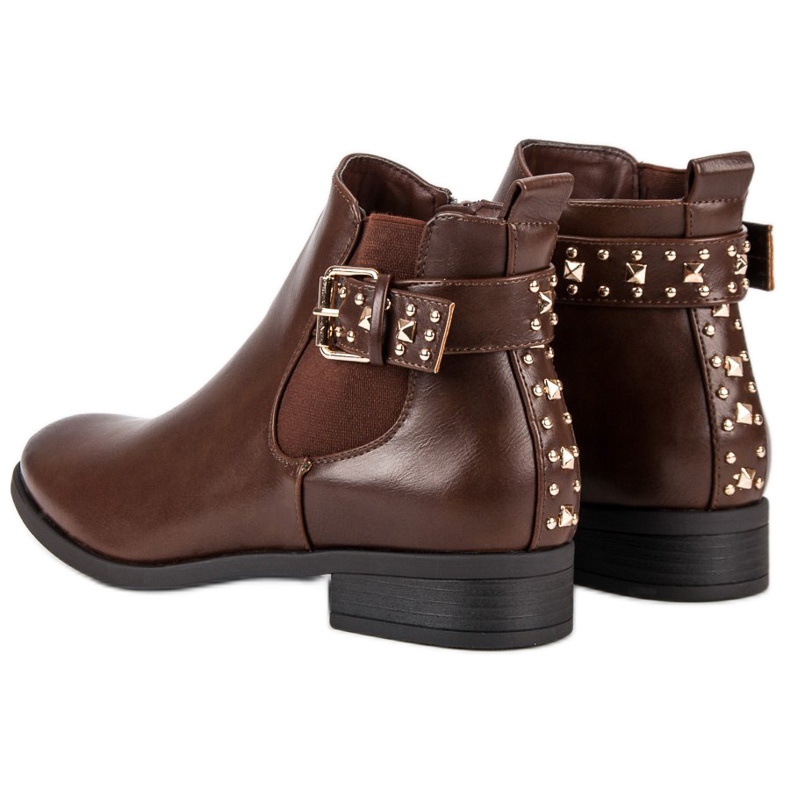 Queen Vivi Bottines Chelsea marron avec strass brun 2