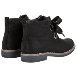 Super Mode Bottes nouées en daim le noir 4