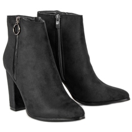 Super Mode Bottines à talons en daim le noir 1