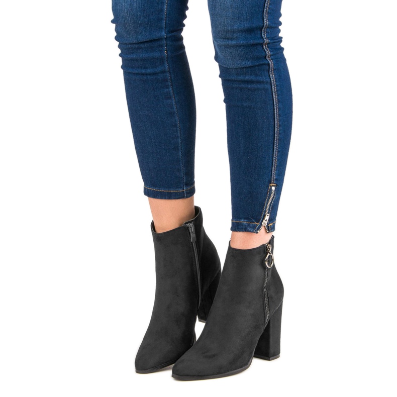 Super Mode Bottines à talons en daim le noir 2