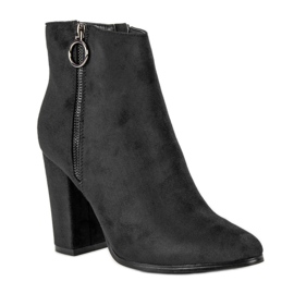 Super Mode Bottines à talons en daim le noir 4