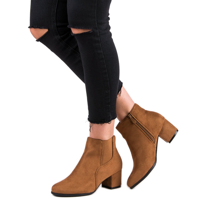 Nio Nio Bottines Chelsea en daim à talons hauts brun 2