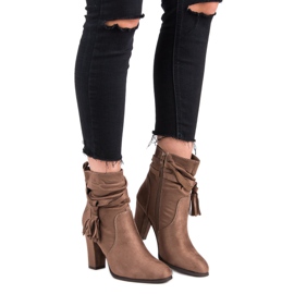 Nio Nio Bottines Chelsea en daim à talons hauts brun 5