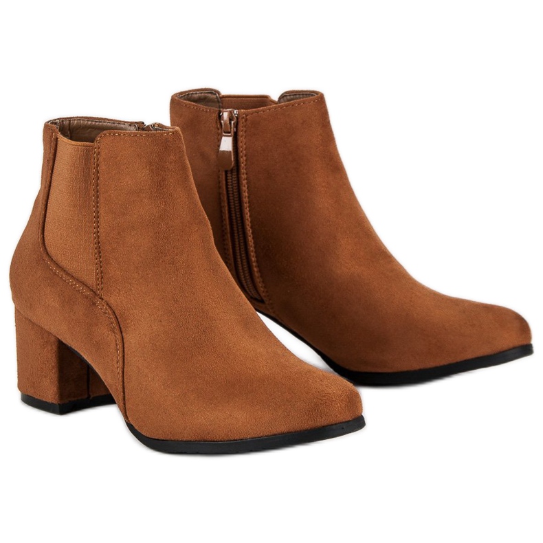 Nio Nio Bottines Chelsea en daim à talons hauts brun 1