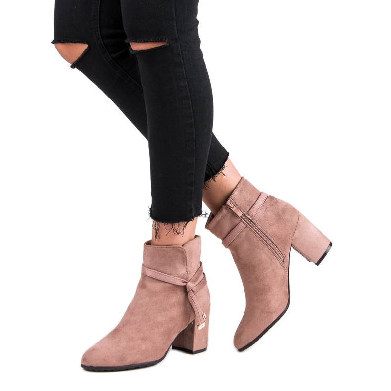 Bottes poudre en daim rose 2