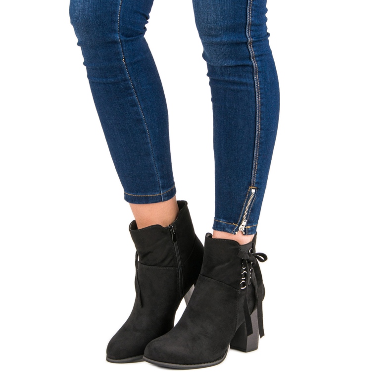 Super Mode Bottines noires sur le poteau le noir 1