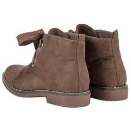 Super Mode Bottes nouées en daim brun 4