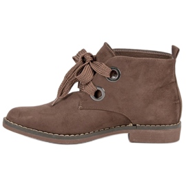 Super Mode Bottes nouées en daim brun 3
