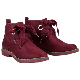 Super Mode Bottines à lacets en daim rouge 5