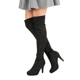 Super Me Bottes en daim sur un talon haut le noir 2