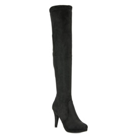Super Me Bottes en daim sur un talon haut le noir 3
