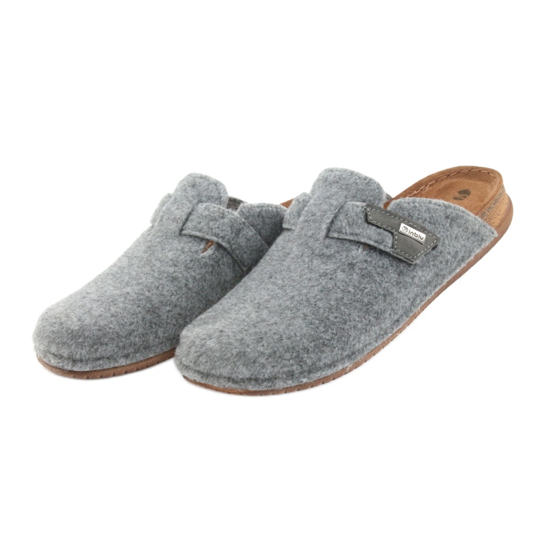 Chaussons feutre attachés Inblu TH014 gris 3