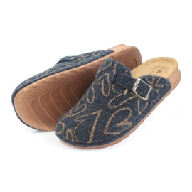 Chaussons feutre Inblu UA033 coeurs dorés bleu marin d'or 4