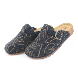 Chaussons feutre Inblu UA033 coeurs dorés bleu marin d'or 3