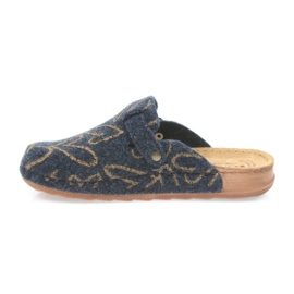 Chaussons feutre Inblu UA033 coeurs dorés bleu marin d'or 2