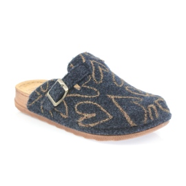 Chaussons feutre Inblu UA033 coeurs dorés bleu marin d'or 1