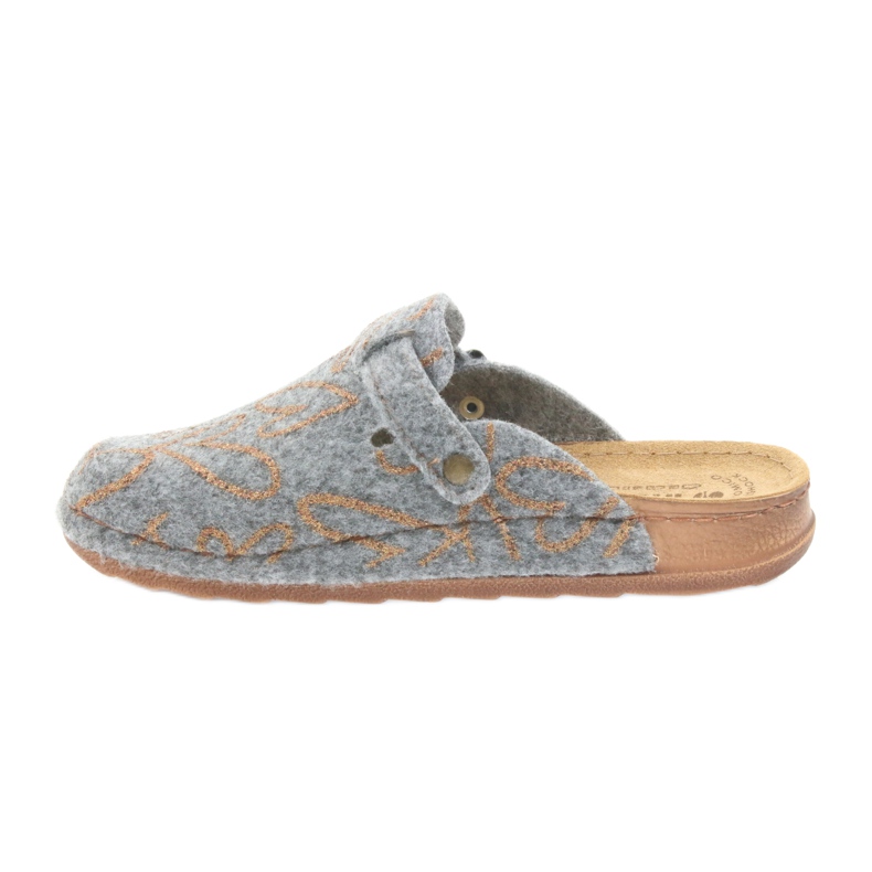 Chaussons feutre Inblu UA033 coeurs dorés gris jaune 2