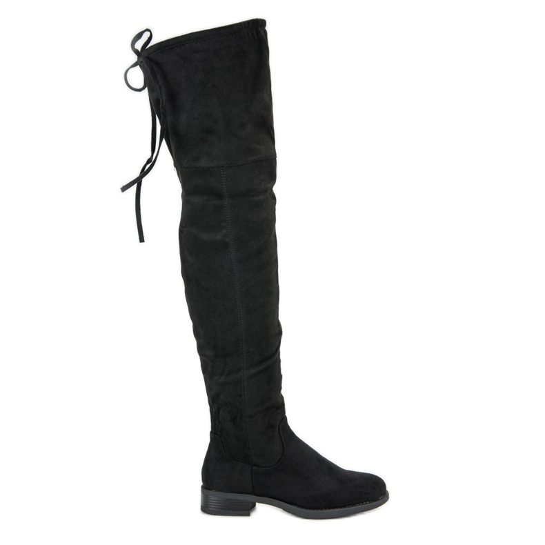 Cuissardes noires sur un talon plat 1