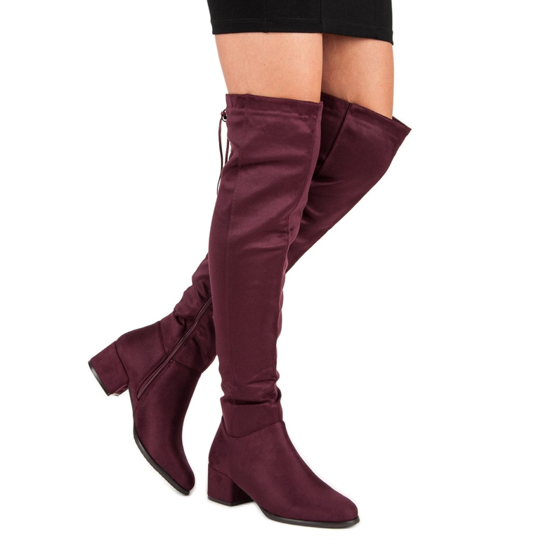Queentina Bottines en daim bordeaux multicolore rouge 1