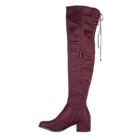 Queentina Bottines en daim bordeaux multicolore rouge 3