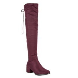 Queentina Bottines en daim bordeaux multicolore rouge 2