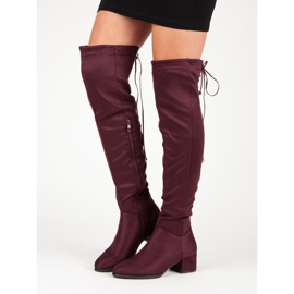 Queentina Bottines en daim bordeaux multicolore rouge 4