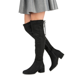Queentina Bottines en daim noir le noir 1