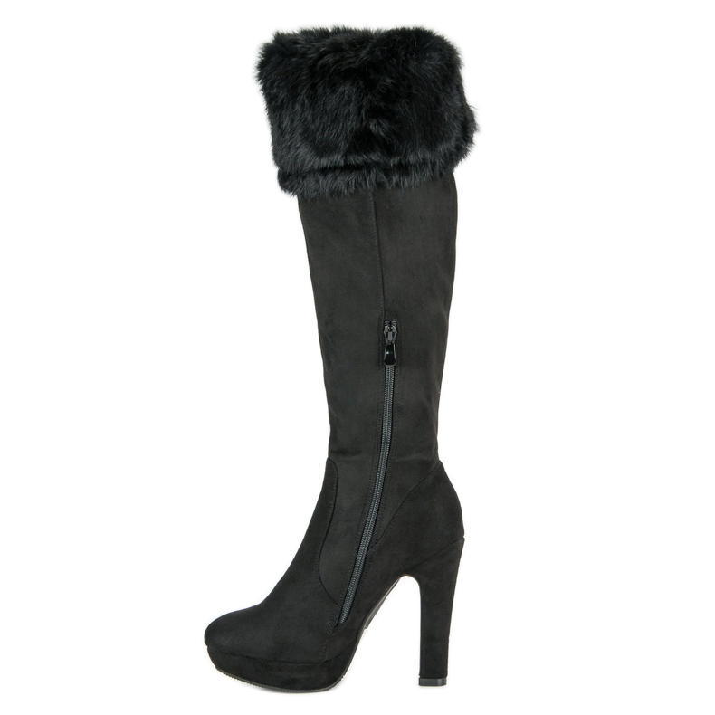 Super Me Cuissardes en daim avec fourrure noir 2