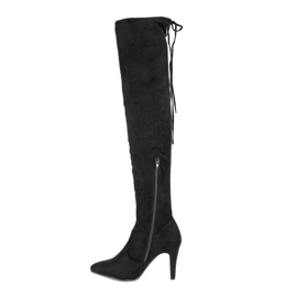 Cm Paris Cuissardes en daim sur un talon le noir 3