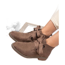 Super Mode Bottes nouées en daim brun 5