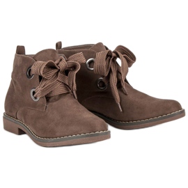 Super Mode Bottes nouées en daim brun 6