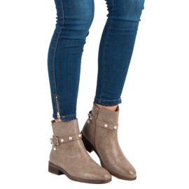 Super Mode Bottes Avec Des Perles brun 4