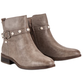 Super Mode Bottes Avec Des Perles brun 3