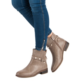Super Mode Bottes Avec Des Perles brun 5