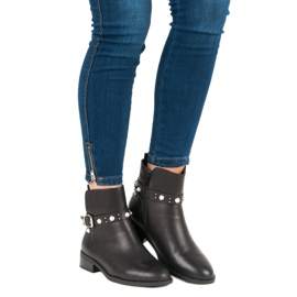 Super Mode Bottes avec perles le noir 5
