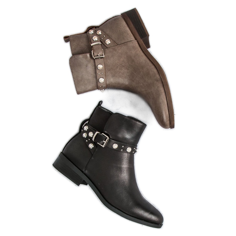 Super Mode Bottes avec perles le noir 1