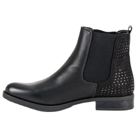 Super Me Bottines Chelsea avec cristaux le noir 1