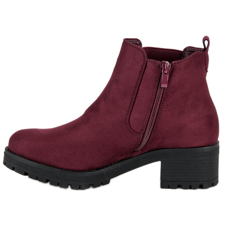 Ideal Shoes Bottines Chelsea marron à talons hauts rouge 1